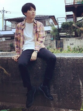 「Daniel Wellington（ダニエルウェリントン）の販売終了クラシックペティット アッシュフィールド32mm（アナログ腕時計）」を使った、zawaさん（メンズ・169cm）の秋コーディネート