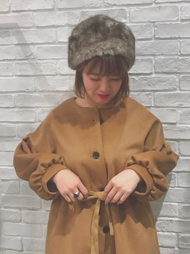 「Casselini（キャセリーニ）のアイテム（ニットキャップ/ビーニー）」を使った、sato renaさん（レディース・164cm）の秋コーディネート