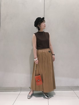 「DISCOAT（ディスコート）のアイテム（帽子）」を使った、iwafuji harukaさん（レディース・160cm）の夏コーディネート