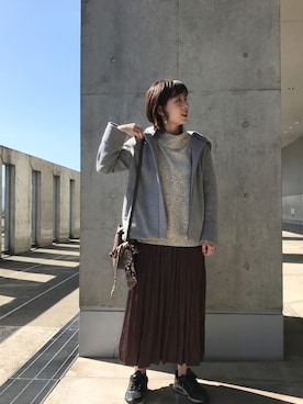 「DISCOAT（ディスコート）のアイテム（その他アウター）」を使った、iwafuji harukaさん（レディース・160cm）の秋コーディネート