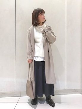 「DISCOAT（ディスコート）のアイテム（トレンチコート）」を使った、iwafuji harukaさん（レディース・160cm）の冬コーディネート