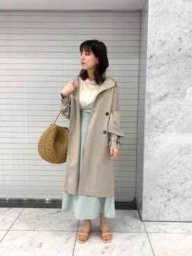 「DISCOAT（ディスコート）のアイテム（トレンチコート）」を使った、iwafuji harukaさん（レディース・160cm）の春コーディネート