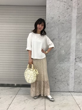 「Discoat」｜「アイテム（バレエシューズ）」を使った、iwafuji harukaさん（レディース・160cm）の春コーディネート