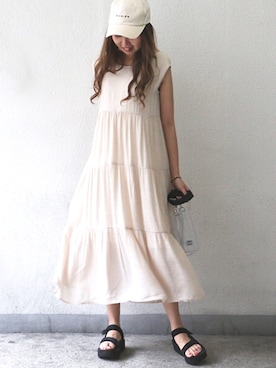 「Dickies（ディッキーズ）のアイテム（キャップ）」を使った、shioriさん（レディース・158cm）の春コーディネート