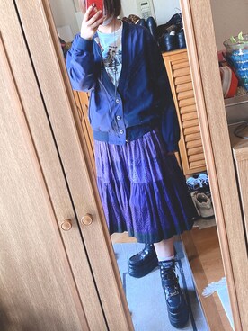 「パープル×黒」｜「アイテム（ブーツ）」を使った、nnawz2525さん（レディース・160cm）の春コーディネート