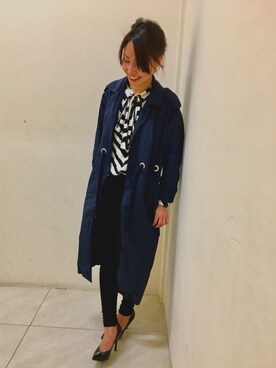 「DIESEL（ディーゼル）の00SWY10BAOU（その他アウター、ブルー系）」を使った、Misakiさん（レディース・158cm）の春コーディネート