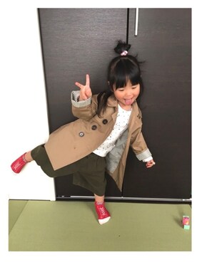 「next（next）のアイテム（Tシャツ/カットソー、ホワイト系）」を使った、めいこさん（キッズ・90cm）の春コーディネート