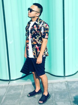 「GLASENSE（グラセンス）のアイテム」を使った、kai-kaiさん（メンズ・167cm）の夏コーディネート