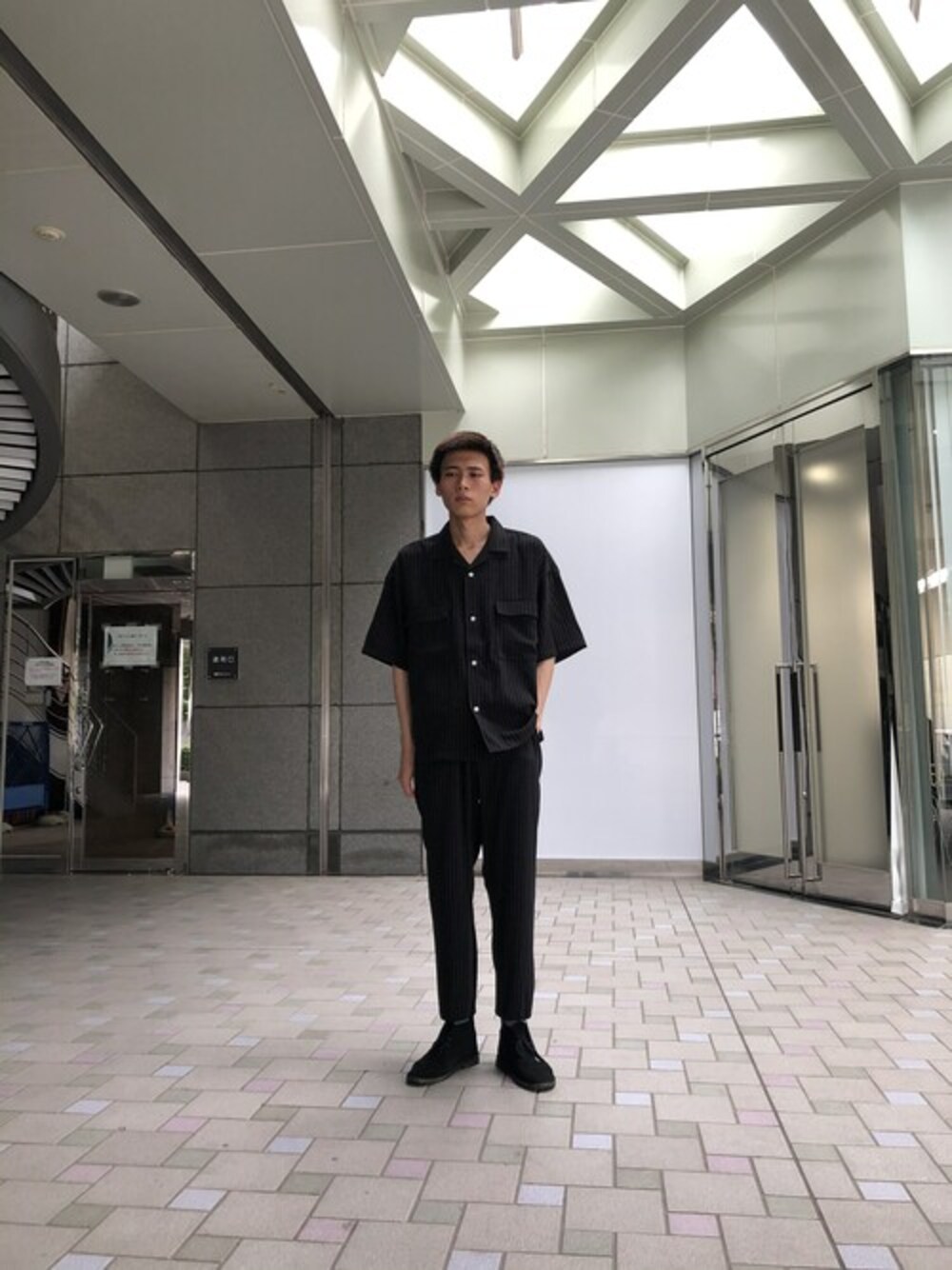 「セットアップ、UNITED TOKYO」｜「UNITED TOKYOのドライダブルクロスダブルポケットオープンカラーシャツ/セットアップ/ビッグシルエット（シャツ/ブラウス、その他）」を使った、kimuraさん（メンズ・184cm）の夏コーディネートの1枚目の写真