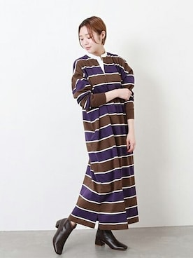 「ラガーシャツ」｜rikoさん（レディース・160cm）の秋コーディネート