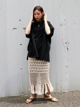 「アイテム（サンダル、グリーン系）」を使った、rikoさん（レディース・160cm）の春コーディネート