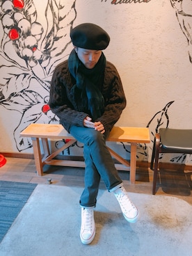 「Steven Alan」｜「アイテム（ハンチング/ベレー帽）」を使った、Hosokawa Yugoさん（メンズ・173cm）の冬コーディネート
