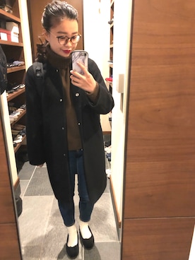 「UNITED ARROWS（ユナイテッドアローズ）のUWSC バイアス タートルネック ニット 18AW†（ニット/セーター）」を使った、akさん（レディース・158cm）の冬コーディネート