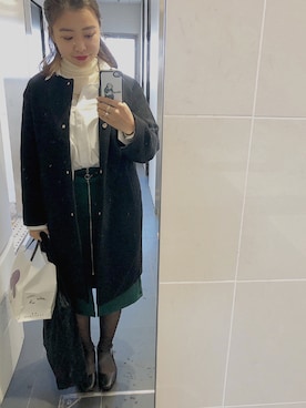 「UNIQLO（ユニクロ）のエクストラファインメリノリブタートルネックセーター（長袖）（ニット/セーター）」を使った、akさん（レディース・158cm）の春コーディネート