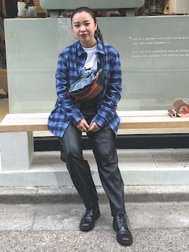「blue」｜「アイテム（ブーツ）」を使った、akさん（レディース・158cm）の春コーディネート