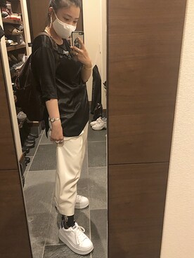 「くつした」｜「アイテム（パンツ）」を使った、akさん（レディース・158cm）の秋コーディネート