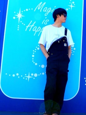 「disney」｜「アイテム（サロペット/オーバーオール）」を使った、kuboさん（メンズ・180cm）の秋コーディネート