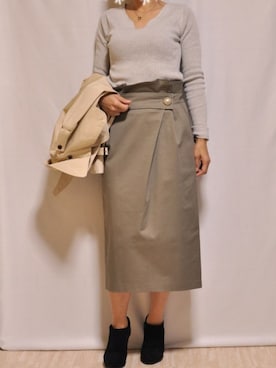 「リブニット」｜「アイテム（ブーティ）」を使った、ぶらうに～さん（レディース・154cm）の秋コーディネート