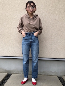 「ハイウエストストレートジーンズ」｜𝚔𝚘さん（レディース・160cm）の春コーディネート