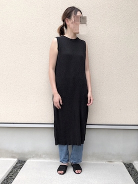 「ハイウエストストレートジーンズ」｜「アイテム（ワンピース/ドレス）」を使った、𝚔𝚘さん（レディース・160cm）の夏コーディネート