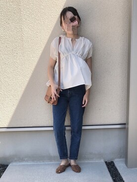 「マムジーンズ」｜𝚔𝚘さん（レディース・160cm）の秋コーディネート