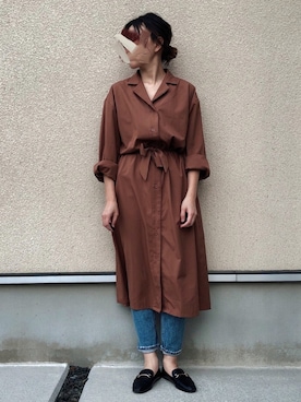 「classicalelf（クラシカルエルフ）のアイテム（シャツワンピース）」を使った、𝚔𝚘さん（レディース・160cm）の秋コーディネート