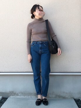 「マムジーンズ」｜𝚔𝚘さん（レディース・160cm）の秋コーディネート