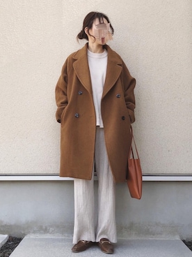 「コクーンコート」｜「アイテム（チェスターコート）」を使った、𝚔𝚘さん（レディース・160cm）の冬コーディネート