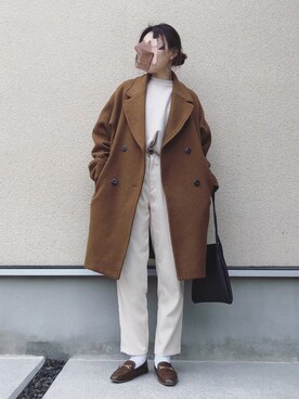 「コクーンコート」｜「アイテム（チェスターコート）」を使った、𝚔𝚘さん（レディース・160cm）の冬コーディネート