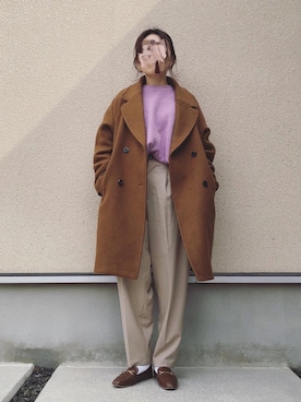 「コクーンコート」｜「アイテム（チェスターコート）」を使った、𝚔𝚘さん（レディース・160cm）の冬コーディネート