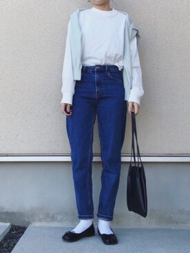 「マムジーンズ」｜𝚔𝚘さん（レディース・160cm）の冬コーディネート