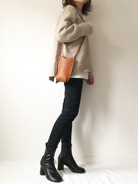 「sesenta（セセンタ）の【sesenta】足袋（タビ）ショートブーツ（7cmヒール）（ブーツ）」を使った、𝚔𝚘さん（レディース・160cm）の秋コーディネート