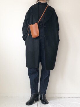 「マムジーンズ」｜「アイテム（チェスターコート）」を使った、𝚔𝚘さん（レディース・160cm）の冬コーディネート