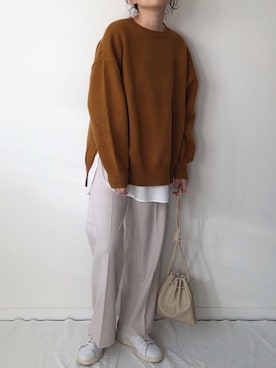 「AmbreNeige」｜「アイテム（スラックス）」を使った、𝚔𝚘さん（レディース・160cm）の冬コーディネート