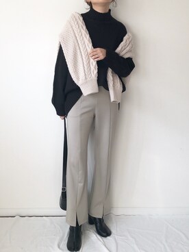 「sesenta（セセンタ）の【sesenta】足袋（タビ）ショートブーツ（7cmヒール）（ブーツ）」を使った、𝚔𝚘さん（レディース・160cm）の冬コーディネート