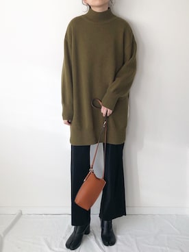 「sesenta（セセンタ）の【sesenta】足袋（タビ）ショートブーツ（7cmヒール）（ブーツ）」を使った、𝚔𝚘さん（レディース・160cm）の冬コーディネート