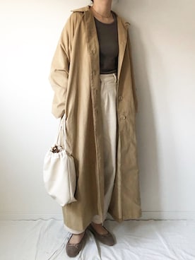 「Ambre Neige（アンブルネージュ）のアイテム（ステンカラーコート）」を使った、𝚔𝚘さん（レディース・160cm）の春コーディネート