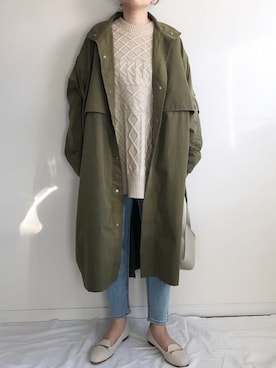 「春めきシューズ」｜「アイテム（モッズコート）」を使った、𝚔𝚘さん（レディース・160cm）の春コーディネート