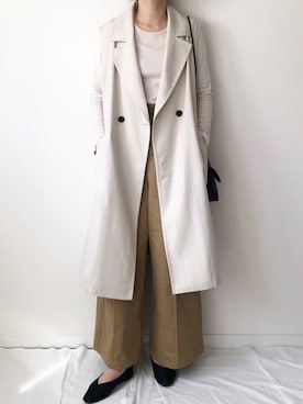 「AmbreNeige」｜「アイテム（チノパンツ）」を使った、𝚔𝚘さん（レディース・160cm）の春コーディネート