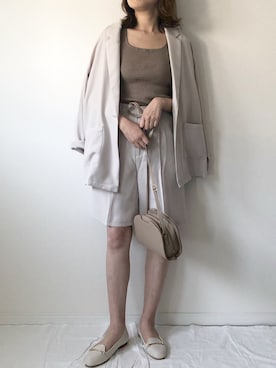 「バミューダパンツ」｜「アイテム（ジャケット/アウター）」を使った、𝚔𝚘さん（レディース・160cm）の春コーディネート