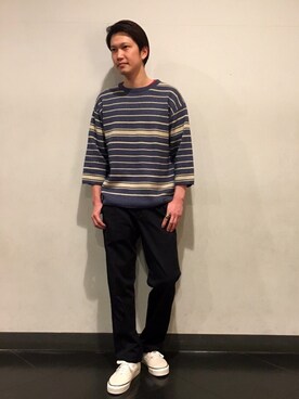 「schott（ショット）のSchott/ショット/URBAN CHINO PANTS/アーバン チノパンツ（チノパンツ）」を使った、KENJI KUBOTAさん（メンズ・176cm）の春コーディネート