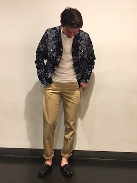「schott（ショット）のSchott/ショット/URBAN CHINO PANTS/アーバン チノパンツ（チノパンツ）」を使った、KENJI KUBOTAさん（メンズ・176cm）の春コーディネート