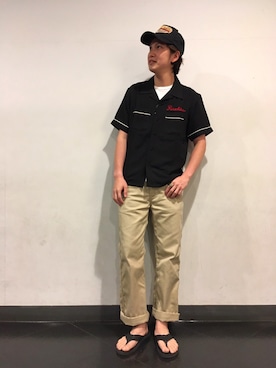 「ショット」｜「アイテム（キャップ）」を使った、KENJI KUBOTAさん（メンズ・176cm）の夏コーディネート