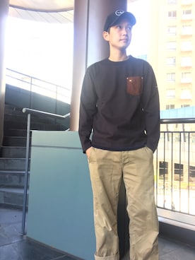 「ショット」｜「アイテム（キャップ）」を使った、KENJI KUBOTAさん（メンズ・176cm）の夏コーディネート
