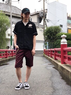「ショット」｜「アイテム（キャップ）」を使った、KENJI KUBOTAさん（メンズ・176cm）の春コーディネート