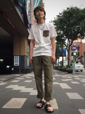 「ショット」｜「アイテム（サンダル）」を使った、KENJI KUBOTAさん（メンズ・176cm）の夏コーディネート
