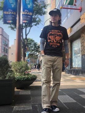 KENJI KUBOTAさんの「Schott/ショット/ L/S THERMAL TEE/サーマル　ロングスリーブティー」を使ったコーディネート