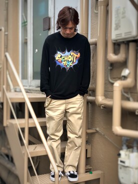 「ショット」｜「アイテム（チノパンツ）」を使った、KENJI KUBOTAさん（メンズ・176cm）の夏コーディネート