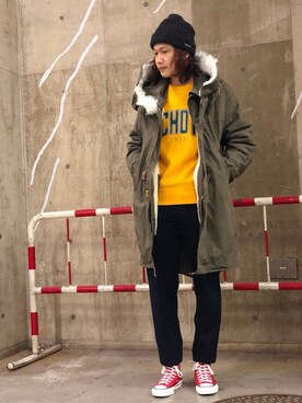 「ショット」｜「アイテム（ミリタリージャケット）」を使った、KENJI KUBOTAさん（メンズ・176cm）の秋コーディネート
