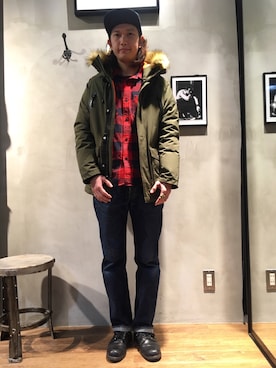「ショット」｜「アイテム（ダウンジャケット/コート）」を使った、KENJI KUBOTAさん（メンズ・176cm）の冬コーディネート